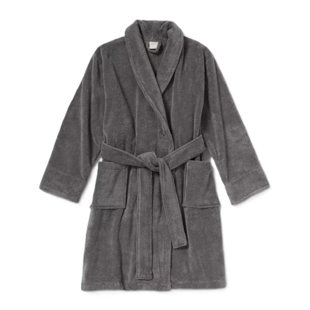 Threshold Gray Spa Plush 100% Cotton Terry Cloth Bath Robe w/ Tie -- Adult L/XL
